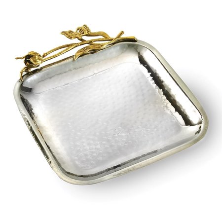JIALLO 8.25 in. Butterfly Square Tray, Gold 70067